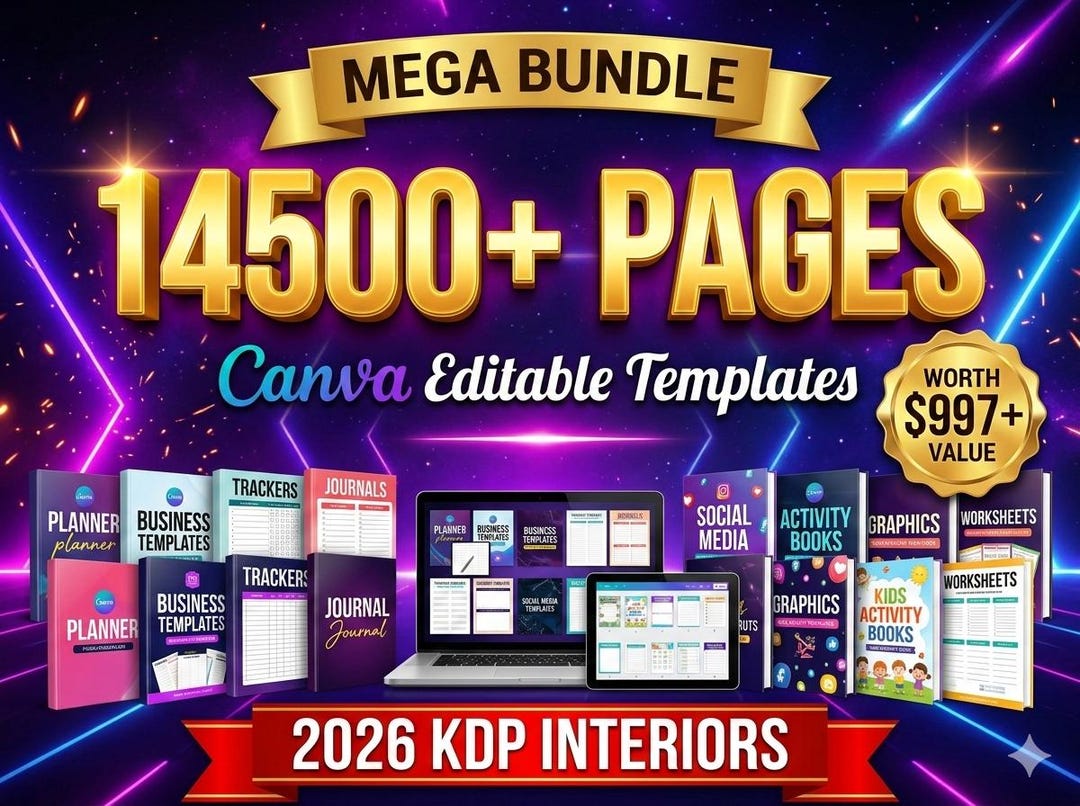14500+ Canva Editable KDP Interiors 2026 | PLR Journal Templates Bundle ...