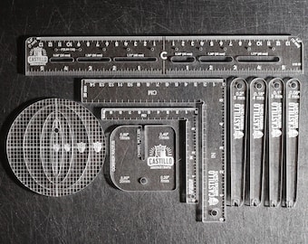 Ensemble d'outils à main en acrylique de précision pour artisanat du cuir, 12 pièces - Règles, gabarits et modèles d'artisanat de 6 mm d'épaisseur