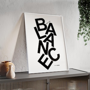 Keep the Balance Poster incorniciato, decorazione murale moderna, decorazione motivazionale per la casa, regalo ispiratore, arte murale minimalista
