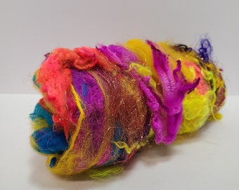 Textured Drum Carded Batt for Spinning and Felting- Clowning Around