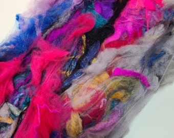 Textured Drum Carded Batt for Spinning and Felting-Cotton Candy Clouds