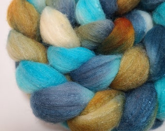 Hand Dyed Merino Wool Tussah Silk Top Roving 80/20 for Spinning and Felting Top Gun FREE SHIPPING