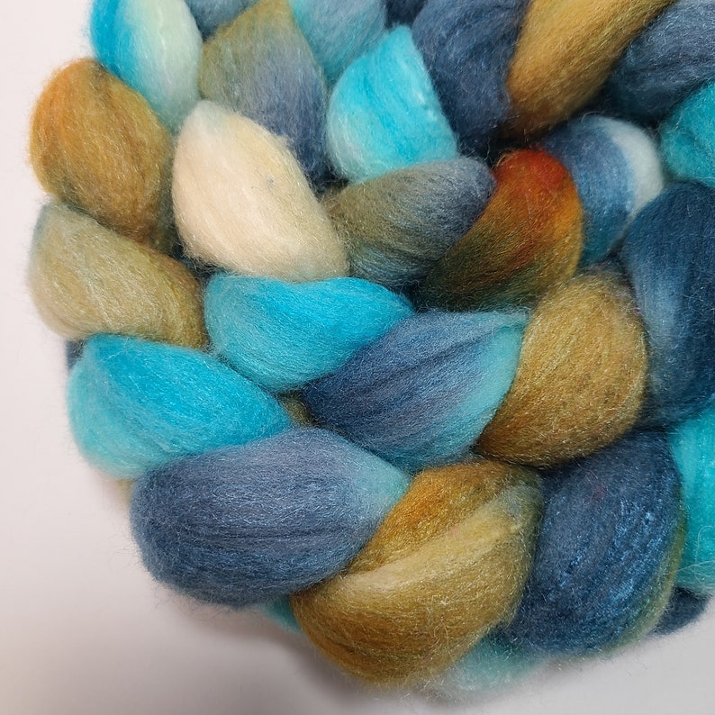 Hand Dyed Merino Wool Tussah Silk Top Roving 80/20 for Spinning and Felting Top Gun FREE SHIPPING image 1