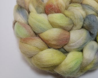 Hand Dyed Baby Alpaca Merino Wool Silk Top Roving 50/33/16 for Spinning and Felting Jasper FREE SHIPPING