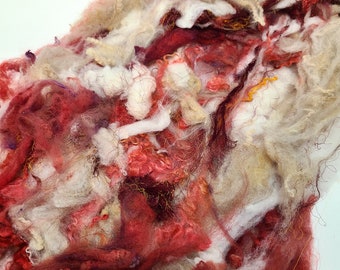 Textured Drum Carded Batt for Spinning and Felting-Lobster Bisque