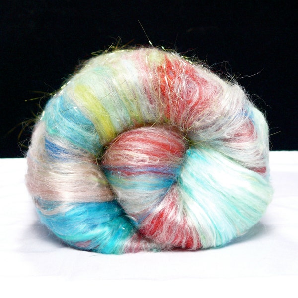 SALE 20 PERCENT OFF-  Deluxe Smooth Drum Carded Fiber Batt for Spinning and Felting- Mantis Shrimp