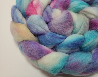 Hand Dyed Baby Alpaca Merino Wool Silk Top Roving 50/33/16 for Spinning and Felting Purple Rain FREE SHIPPING