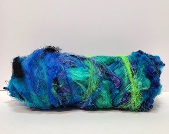 Textured Drum Carded Batt for Spinning and Felting- Seafoam
