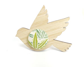 Kimono Dove Brooch Green