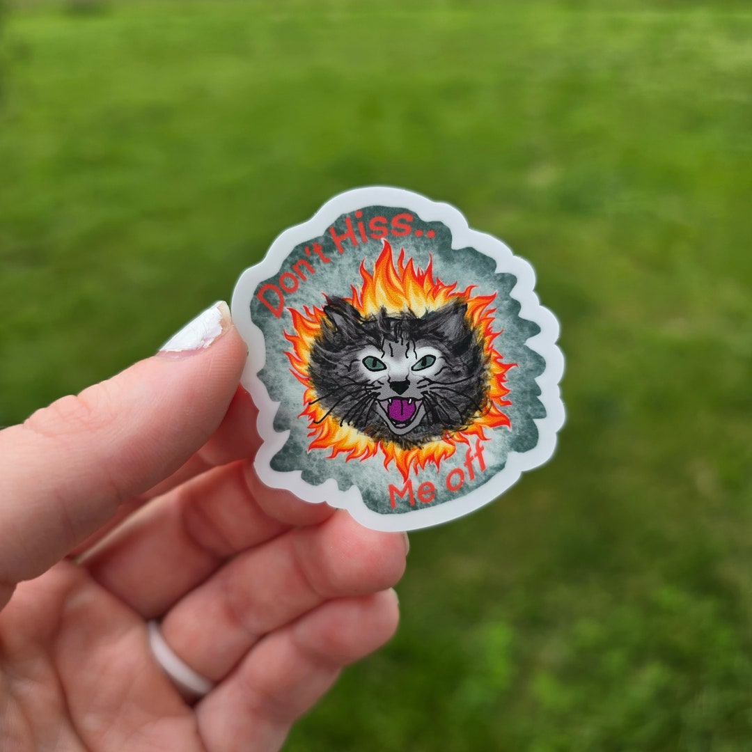 Angry Cat Waterproof Sticker / Cat Lovers Decal / Paw Print Love for ...