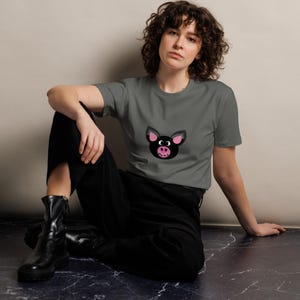 Unisex premium t-shirt for Her, Gift for Him, Fun Tshirt, Pink Piggy Tee Shirt, Animated Tshirt for BFF, Be Kind Tshirt