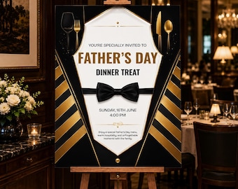 Father’s Day Party Sign | Black Gold Dinner Welcome Board