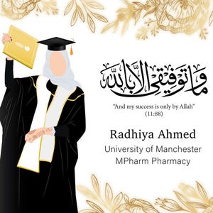 NEW PRODUCT! Personalised Graduation Plaque | Muslimah | Acrylic | Gift Idea | Custom Design | Floral Theme