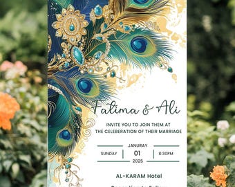Peacock Wedding Welcome Sign: Custom Reception Foam Board