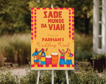 Personalized Punjabi Wedding Welcome Sign: Mehndi Decor