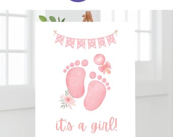 It’s a Girl Welcome Sign | Editable Canva Baby Shower Board | Digital Download