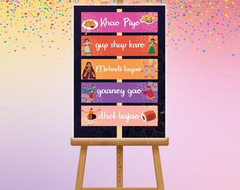 Mehndi Welcome Sign: Vibrant Desi Wedding Decor