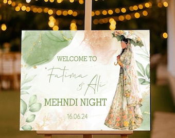 Custom Mehndi Welcome Sign: Foamex Board, Indian Wedding Decor