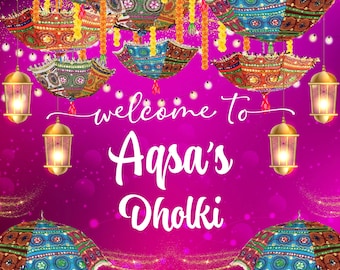 Mendhi | Dholki | Colorful Mehndi Welcome Signs | Henna Decor | Indian Mehendi Umbrella | Desi Event Decor | Vibrant Henna Party Signs