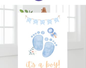 It’s a Boy Welcome Sign | Editable Canva Baby Shower Board | Digital Download