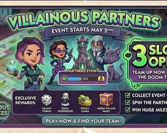 Villainous Partners-evenement 3 slots (1-3 dagen) - 100% volledige beloningen - volledige gameboostservice（Lees de beschrijving)*
