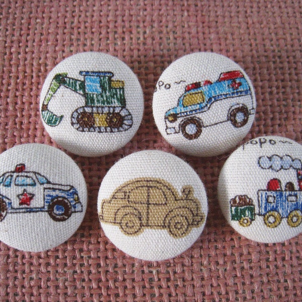 7/8 inch sew on buttons - Traffic Jam- set of  5