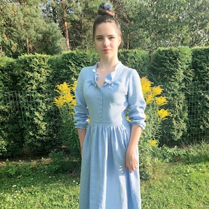 Elegant long linen dress