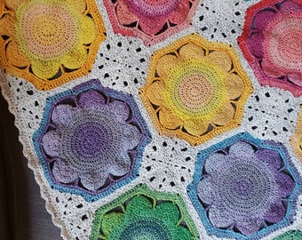 Lynda Blanket Crochet Pattern - Octagon Flower Design (PDF Pattern)