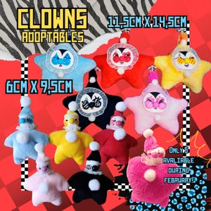 Stjärnclown Gosedjur / Clownnyckelring / Adopterbar Gosedjur / Viktat / Skrivbordskompisar