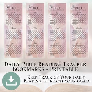 BIBLE Reading Tracker Bible Bookmark Habit Tracker Reading Log BIBLE STUDY Guide Daily Reading Instant Download Printable Bible Tracker