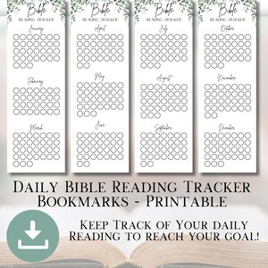 BIBLE Reading Tracker Bible Bookmark Habit Tracker Reading Log BIBLE STUDY Guide Daily Reading Instant Download Printable Bible Tracker