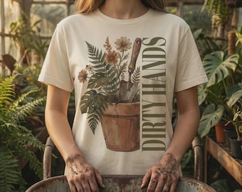 Dirty Hands Gärtner Shirt | Vintage Pflanzengrafik T-Shirt | Komfort Farben Edgy Botanik Geschenk