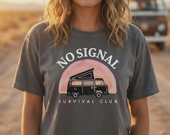 Kein Signal Survival Club T-Shirt | Granola Girl Grafik-Shirt | Van Life Comfort Farben Top
