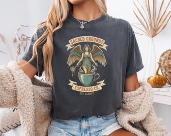 Vintage Barista Grafik T-Shirt | Heilige Gründe Espresso Co. | Kaffee-Liebhaber-Shirt