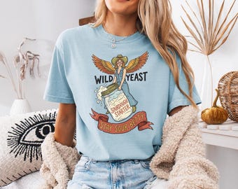 Lustiges Sauerteig Baker-Grafik-T-Shirt | Vintage Brot T-Shirt | Wild Yeast Geschenk Frauen | Top