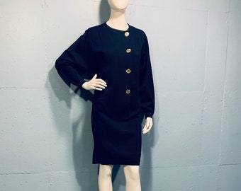 90 Oval Room knit shirt dress navy blue 90s oversized dress Dayton's Hudson's Marshall Field's dress