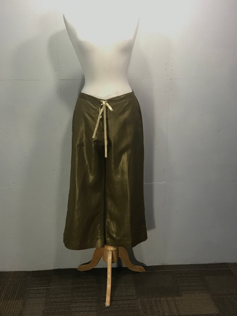 80s Fibers by Barbara Lesser olive pant suite with military style fitted jacket drawstring gaucho pants resort pantsuite retro suite