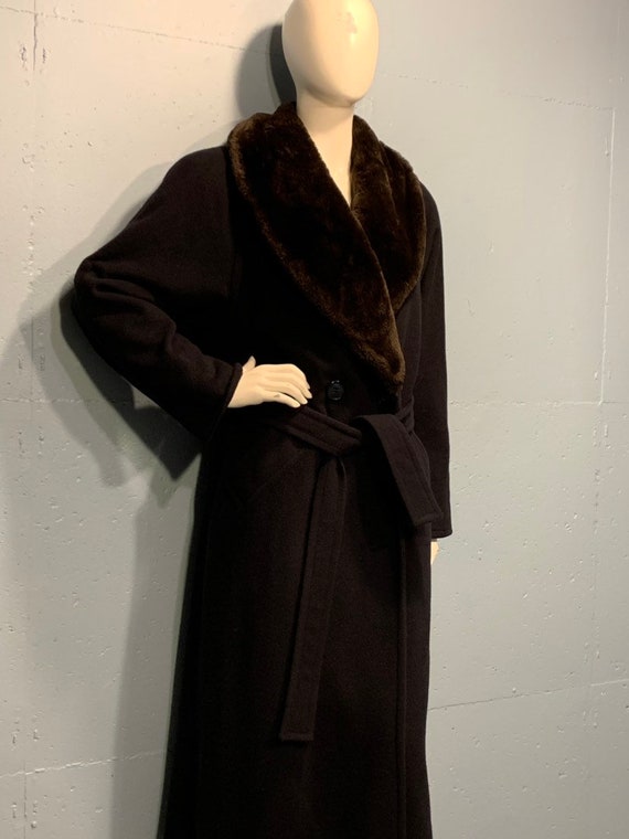 80s Lauren Meren full length winter coat navy blue