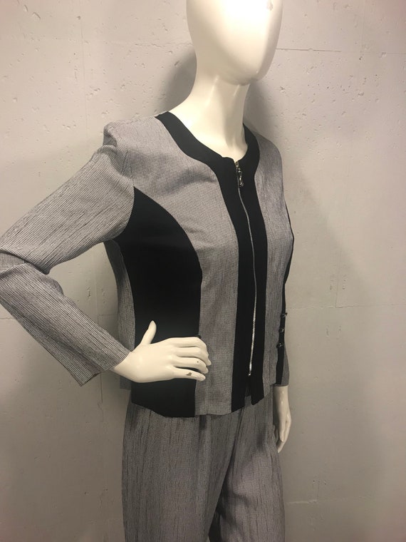90s Michelle Blake suit black and white check pant