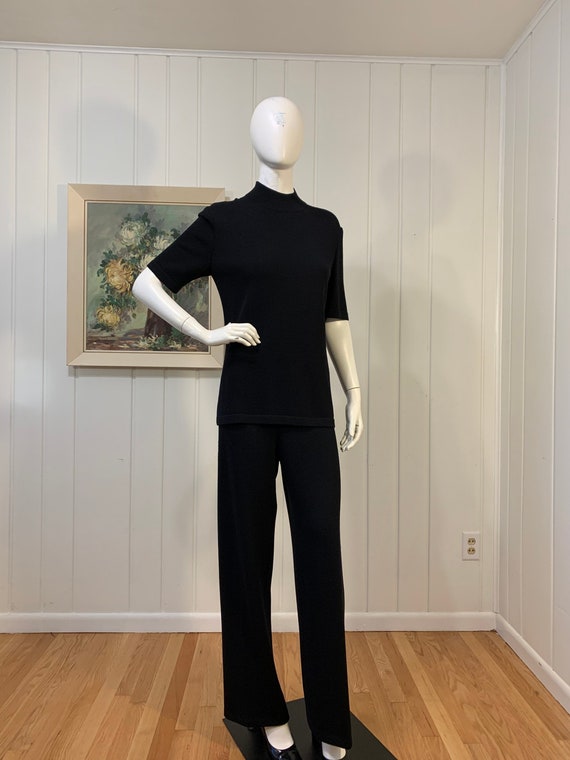 St John Classic black knit pants wide leg knit dre