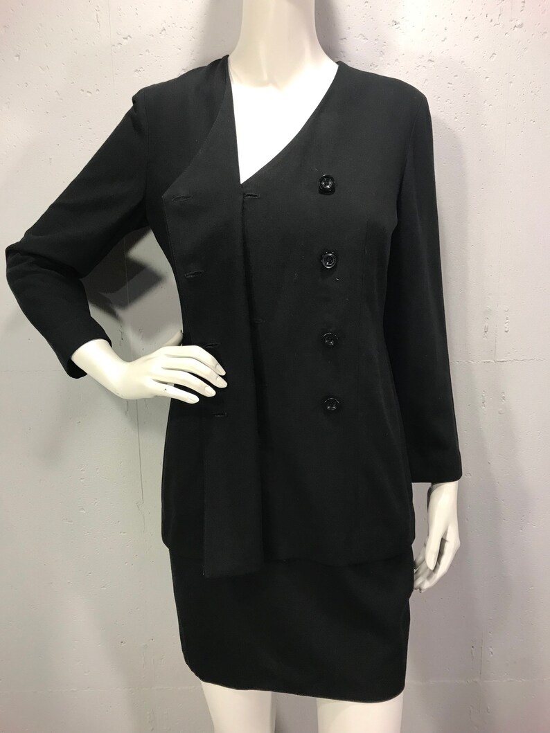 80s Ann Taylor little black dress double breast black long sleeve dress coat