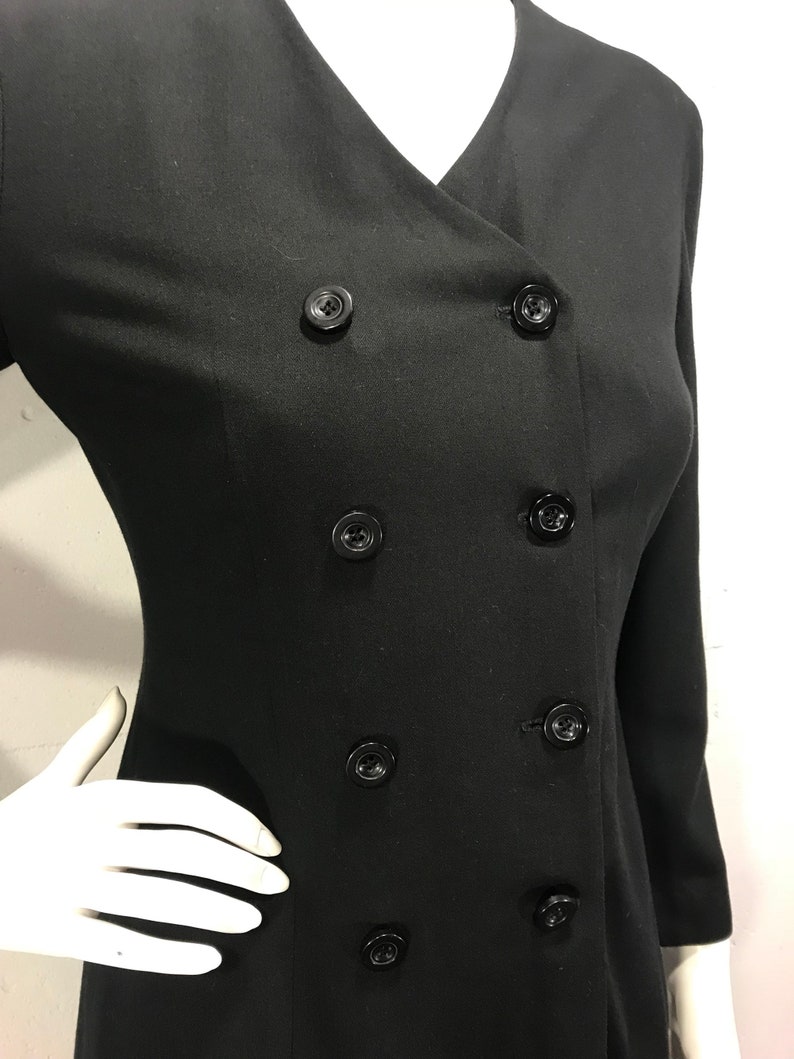 80s Ann Taylor little black dress double breast black long sleeve dress coat