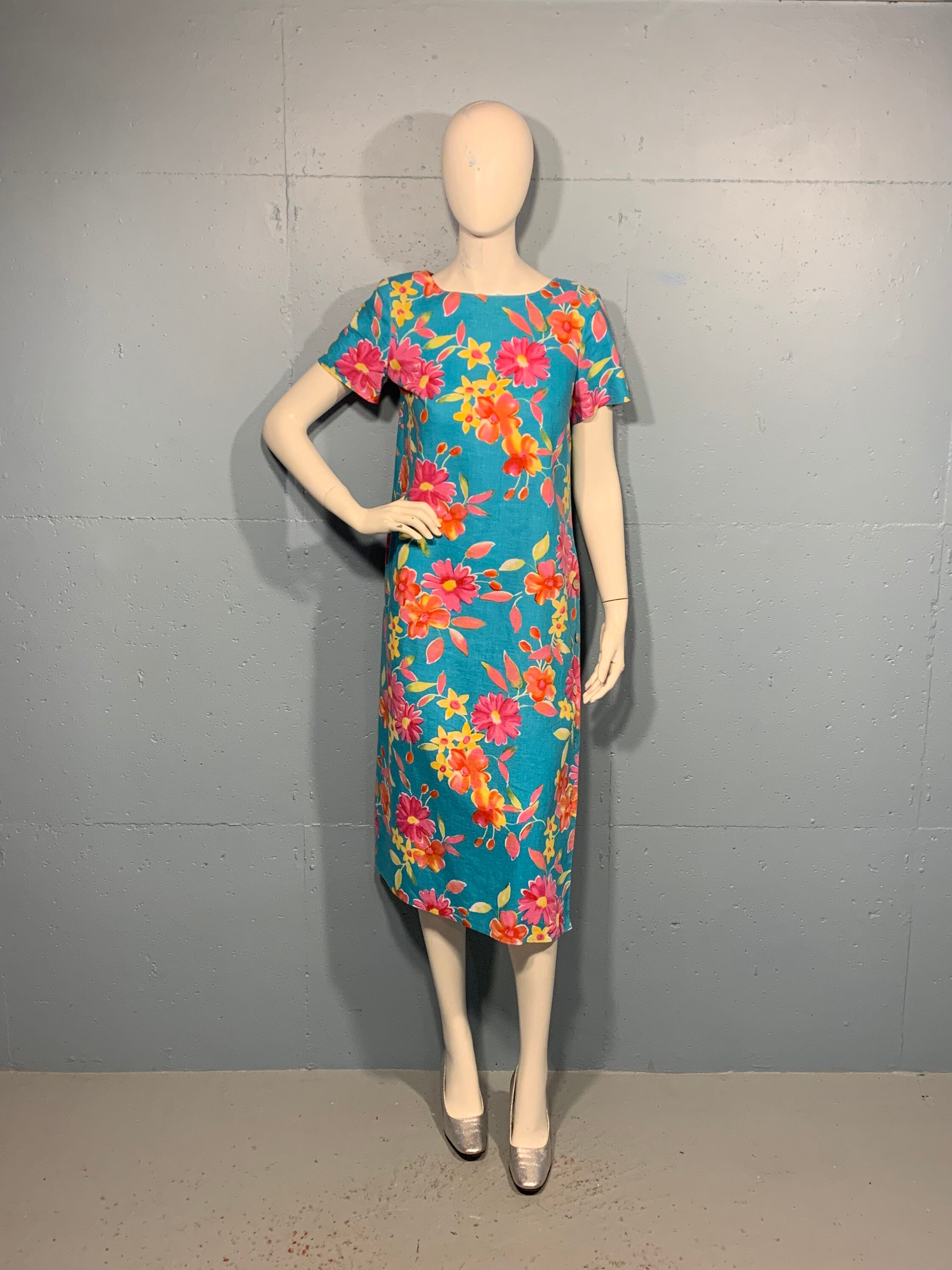 80s Talbots Sea Blue Floral Print Short 