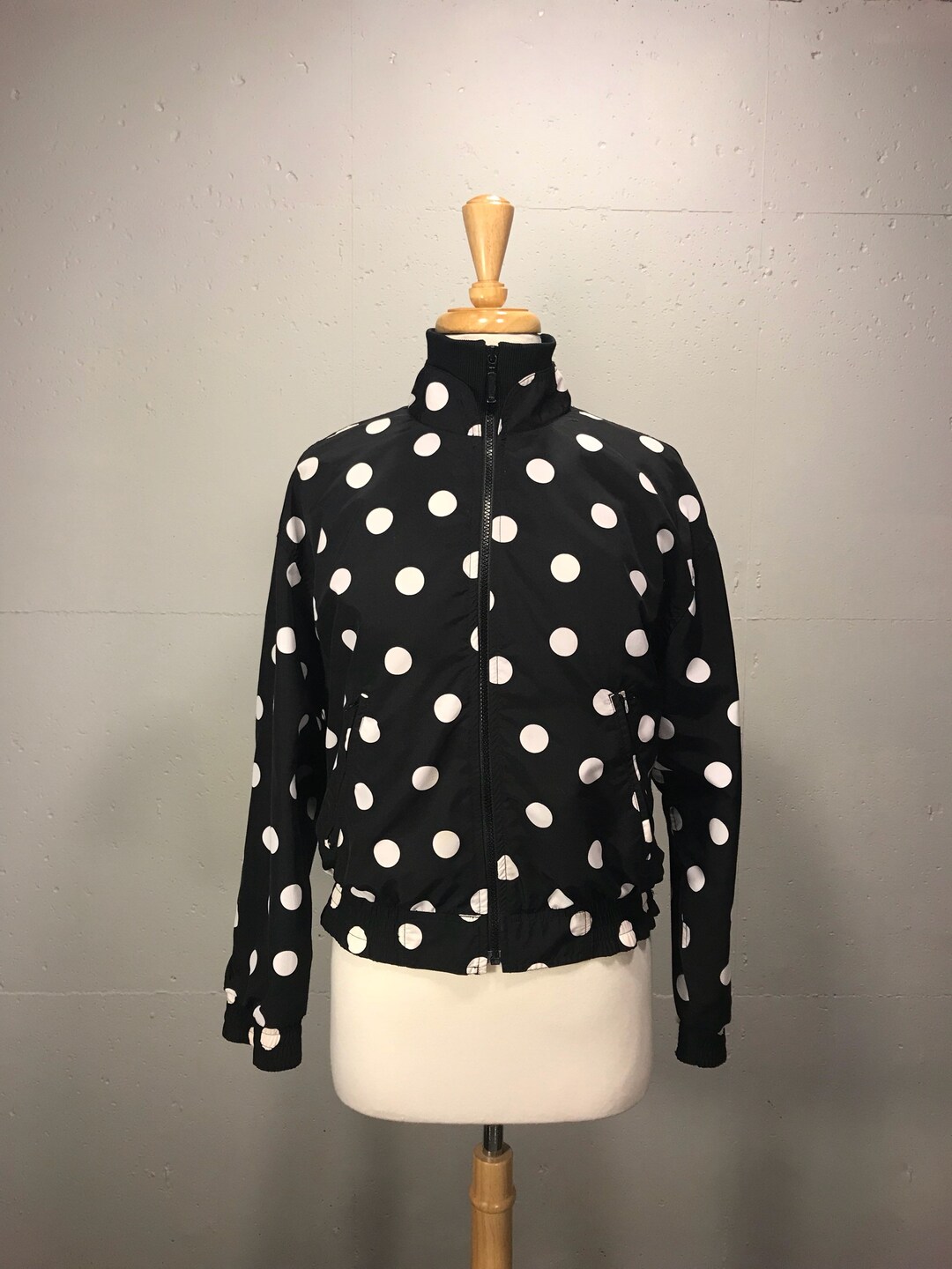 Liz Sport Black and White Polka Dot Bomber Jacket 80s Spring - Etsy