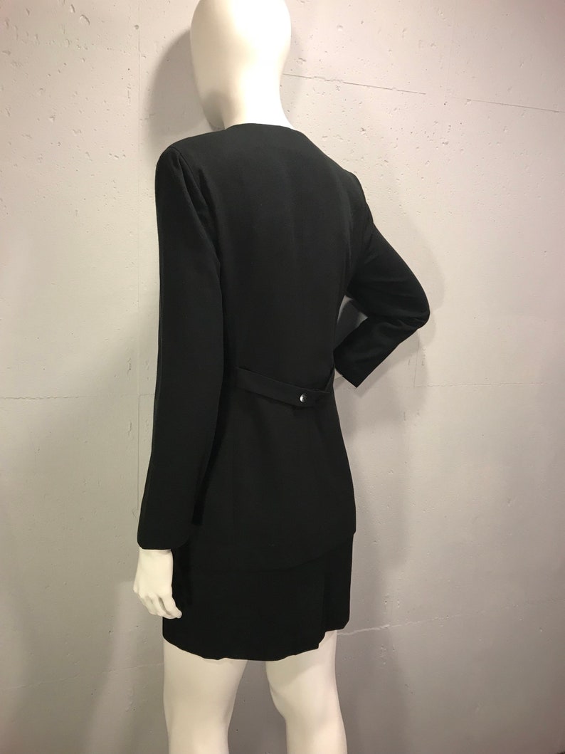 80s Ann Taylor little black dress double breast black long sleeve dress coat