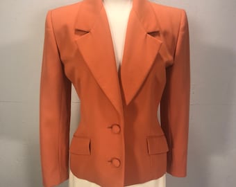 70s Calvin Kline coture womans fitted blazer pumpkin fitted wool jacket orange Calvin womans blazer