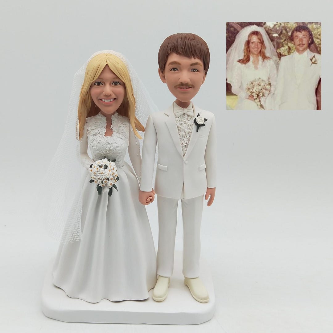 Custom Wedding Bobblehead From Photo, Personalized Bride Groom Cake ...