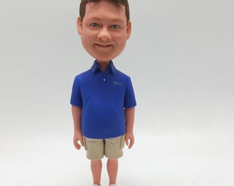 Gentleman Bobblehead Personalizzato Su Foto - Regalo Unico In Argilla Per Papà, Sposo, Insegnante