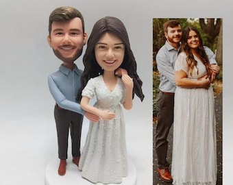 Custom Couple Bobbleheads Handmade 50th Anniversary Figurines Personalized Wedding Desk Figurines for Parents