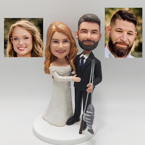 Benutzerdefinierte Hochzeitstorte Topper Personalisierte Paar Bobblehead Figuren Anzug und Kleid Charakter Skulptur